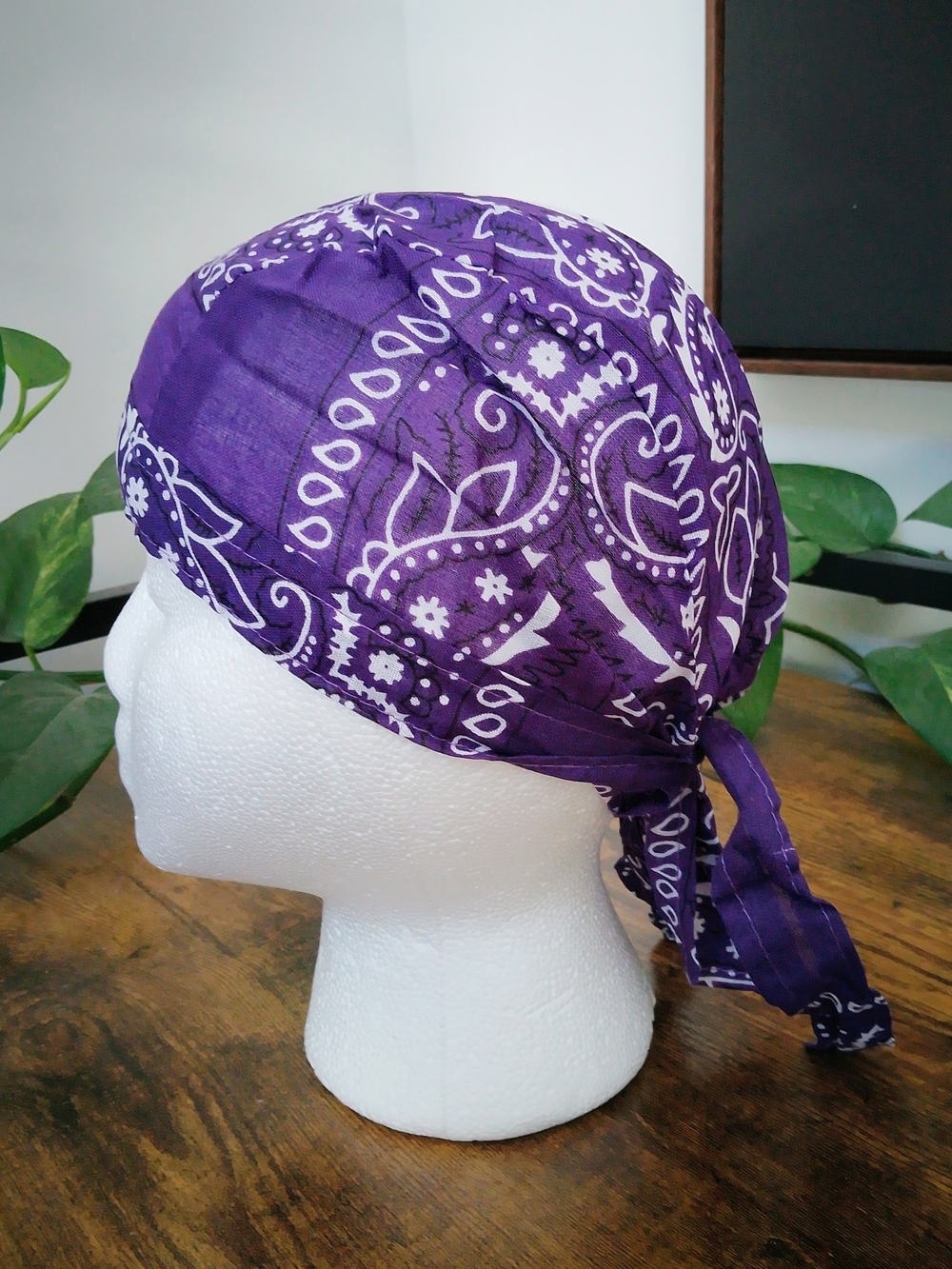 Purple Paisley Bandana Headscarf - Purple Durag